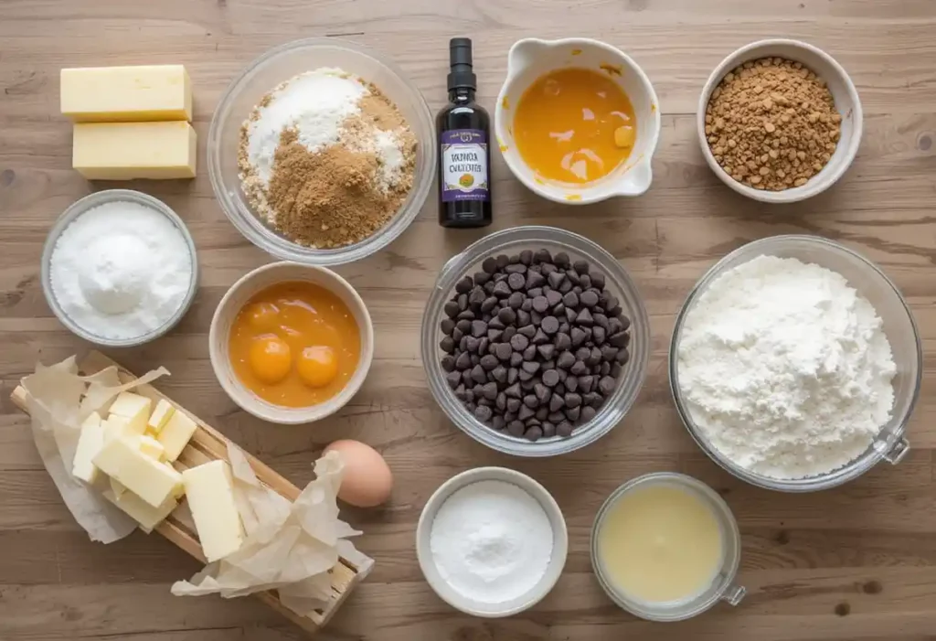 Ingredients You'll Need (Classic Chocolate Chip Crumbl Cookie)