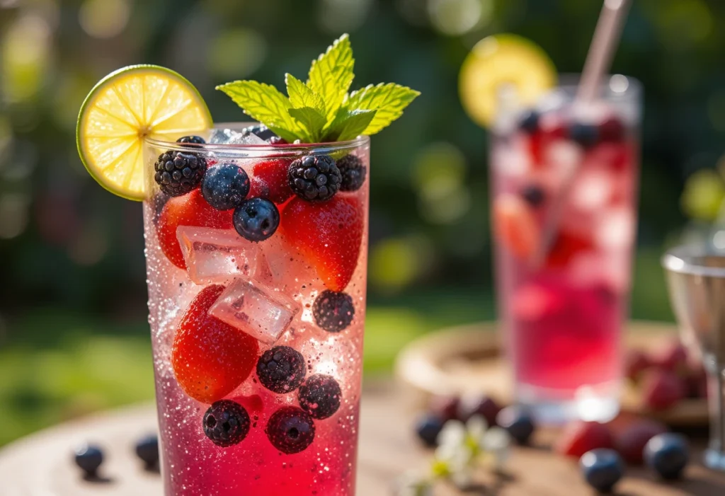 6. Mixed Berry Sparkler: Fruity Summer Mocktail