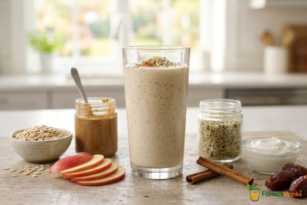 apple cinnamon hemp heart protein smoothie