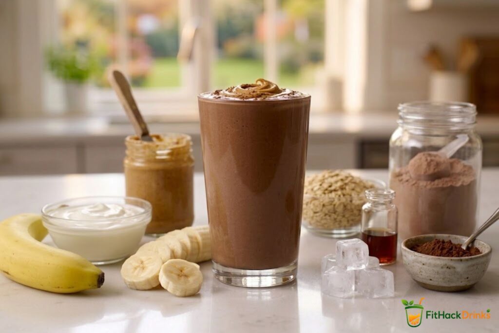 chocolate peanut butter casein protein smoothie