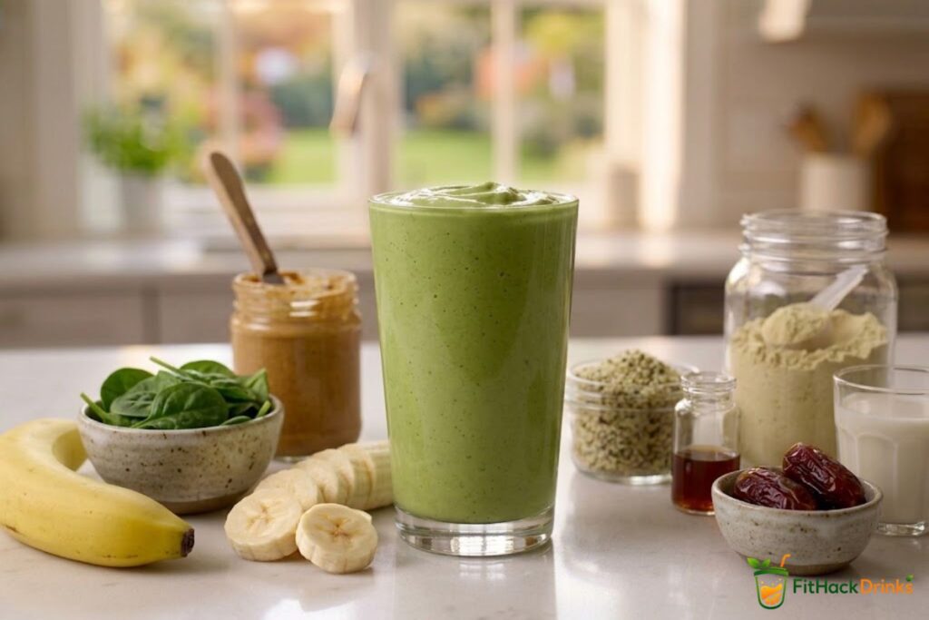 green banana pea protein smoothie